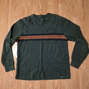 Vintage American Outfitters Sweatshirt - Mens Medium - Green stripe 2000s y2k